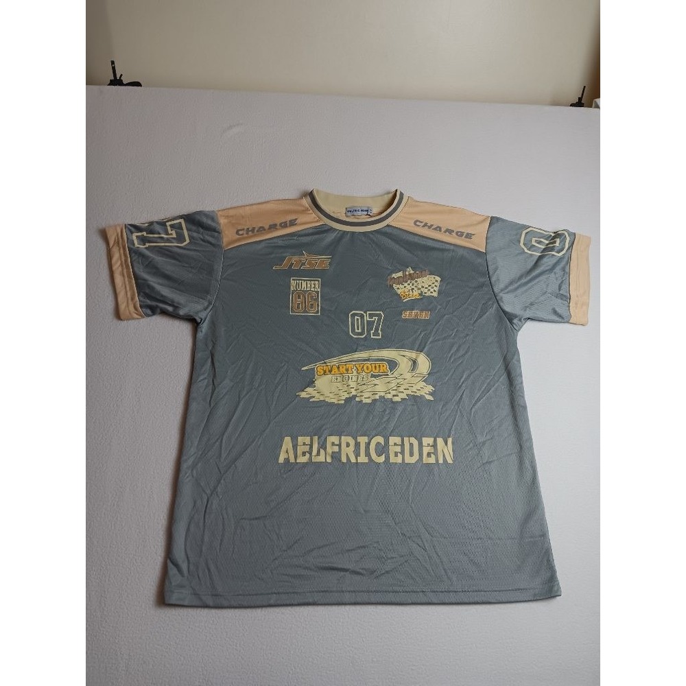 Aelfric Eden Racing Jersey Mesh Tee Mens L Gray Number 7 Streetwear T-Shirt